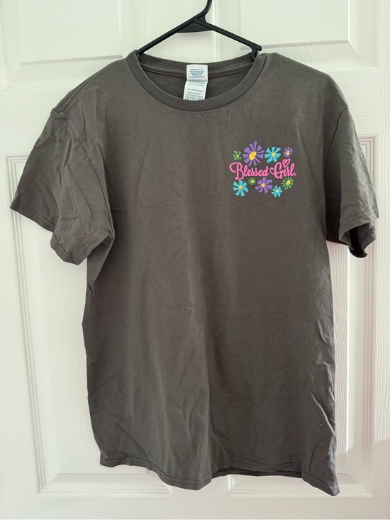 Blessed Girl Tops - Blessed Girl Floral Short Sleeve Tee - Charcoal